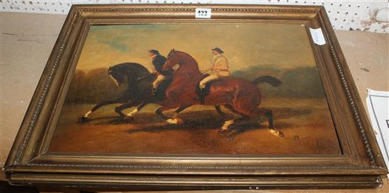 Oil - figures on horseback